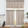 jinchan Lien Tier Curtains and Valances, 26x24, 3 Panels, Crude by JINCHAN