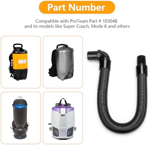 103048 Static-Dissipating Backpack Vacuum Hose Compatible with ProTeam Vacuum Hose with 1-1/2-inch Cuffs, Also fits Pro-Team Super Coach, Mode 6, and other Models - Replacement Backpack Vacuum Hoses - Image 2