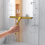 Shower Squeegee for Glass Door 12-Inch Stainless Steel Bathroom Squeegee Window Wiper, with Shower Door Hook, Adhesive Hook, and Spare Silicone Blade for Window Mirror Car All-Purpose Squeegee - Image 2