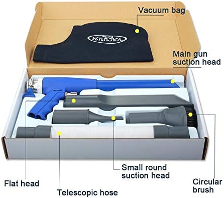 SAKAI Air Powered 2 in 1 Function Air Vacuum Kit - Blow Gun & Suction Vacuum Pneumatic Cleaner with 3 Type Tubes and Rotatable Brush - Image 6