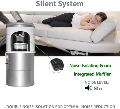 OVO Large and Powerful Central Vacuum System, 700 Airwatts Hybrid Filtration (with or Without Disposable Bags), Covers up to 7500 sq.ft, 6.6 Gal / 25L Bottom Load Rolled Steel Canister - Image 5