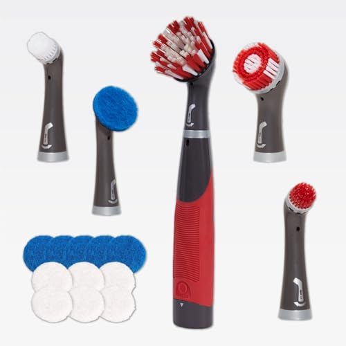 Rubbermaid Reveal Power Scrubber 18-Piece Kit, Cordless Electric Battery Powered Scrub Brush, Water Resistant, for Home/Kitchen/Bathroom/Grout/Tile/Shower/Tub by Rubbermaid