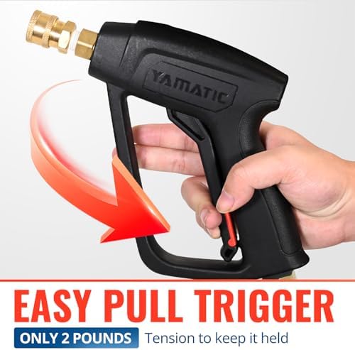 YAMATIC Short Pressure Washer Gun Swivel Brass 3/8" Quick Connect 4000PSI - Image 3