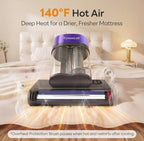 Mattress Vacuum Cleaner, 18000Pa Bed Vacuum Cleaner, 275nm UV-C Light & Ultrasonic 140°F Heat with High-Speed Deep Tapping, Versatile Handheld Vacuum for Bed, Sofa, Couch, Crib（Corded） - Image 4