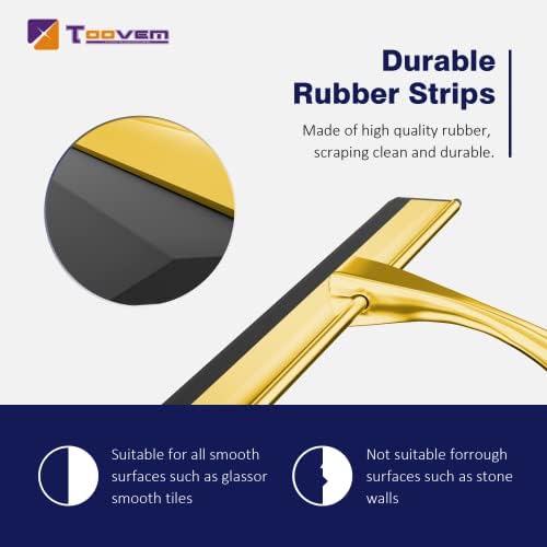 TOOVEM 12 Inch Shower Squeegee for Glass Doors, Window, Bathroom (Gold) - Image 3