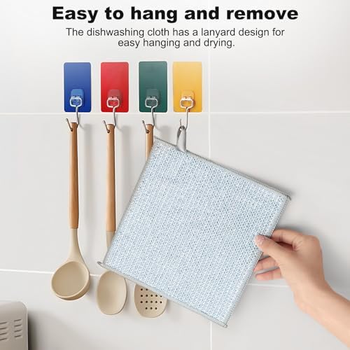 Jeymei 20pcs Non Scratch Wire Dishcloth,Dish Cloths for Washing Dishes,Blue - Image 6