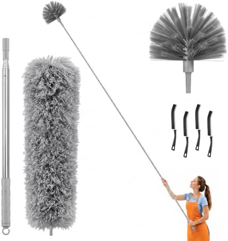 7-Piece Duster with Extension Pole, Cobweb Duster for High Ceiling by Unknown