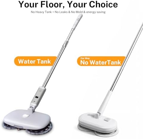 GOBOT Cordless Electric Spin Mop - Lightweight Powerful Cleaner for Hardwood, Tile, Laminate & Vinyl Floors with 6 Washable Pads (White and red) - Image 3