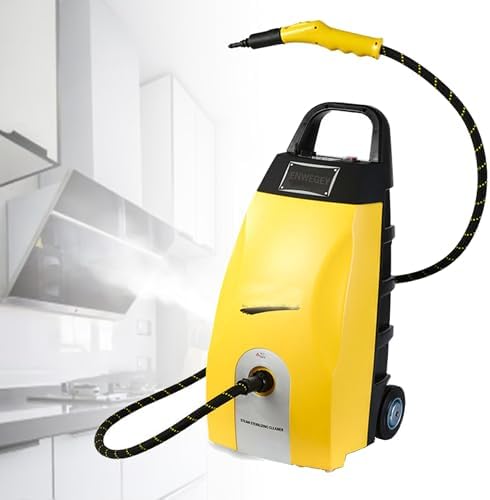 Multipurpose High Pressure Steam Cleaner, Heavy-Duty Portable Steamer with 3.5L Tank & 6 Accessories, Ideal for Home Kitchen Car Upholstery Tile Grout AC Cleaning (Yellow) by ENWEGEY