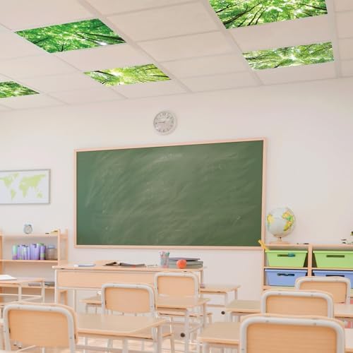 4 Pcs Fluorescent Light Covers with 40 Magnets Decorative for Classroom Ceiling Light 4 x 2 Feet Magnetic Light Covers Filter Easy Install for Office Hospitals & Home Drop Ceiling Supplies (Forest) - Image 6