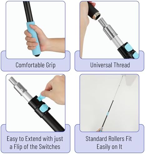 Bates- Telescopic Extension Pole, 12 Ft, Aluminum Alloy, Sturdy Multi-Purpose Extension Pole with Flip-Lock Design for Painting, Dusting and Cleaning - Image 3