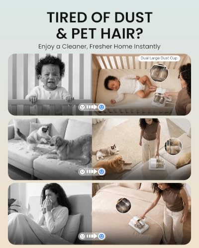 HEAPETS Mattress Vacuum Cleaner, 16Kpa Bed Vacuum with 275nm UV-C Light & 149℉ Heat & Ultrasonic, Dual High-Speed Roller Brushes & H13 HEPA Filter for Pet Hair, Bed, Sofa, Couch, Corded White - Image 2