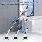 Electric Spin Scrubber, Cordless Bath Tub Power Scrubber with 8 Replaceable Drill Brush Heads, Shower Cleaning Brush with Adjustable Handle for Bathroom, Tile Floor & Car, White, (ANS-8050) - Image 3