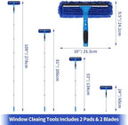 109" Window Cleaning Squeegee Kit, Professional 2 in 1 Squeegee Window Cleaner with Extension Pole, Window Washing Kit with 2 Blade 2 Pads for Indoor & Outdoor High Windows Car Glass - Image 4