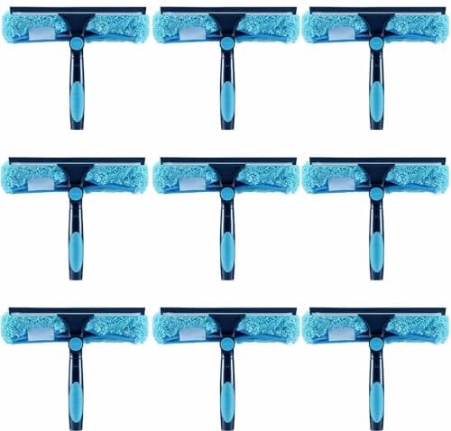 9pcs 11" Window Squeegee & Microfiber Scrubber 2-in-1 Cleaning Tool by HICAVAR
