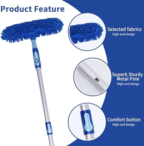LOMIDA Professional Window Squeegee Kit - 62" Lightweight Aluminum Pole, 2 in 1 Rotatable Window Cleaning Tool Kit with Extension Pole Cleaning with Bendable Head for Car/Shower/High Windows - Image 5