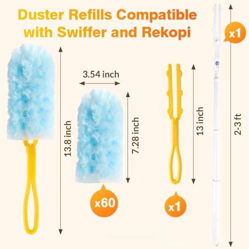 60ct Duster Refills for Swiffer Duster with 3ft Extension Pole & Short Grip - Image 5