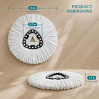 6 Pack Mop Head Replacement Compatible with Oceda Triangle Swivel Mops,Spin Mop Replacement Head 100% Microfiber,Deep Cleaning,EPSUNORISE Replacement Heads Compatible with O Ceda Mop(White) - Image 2