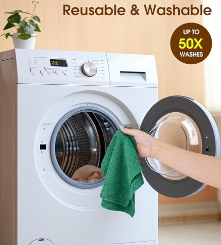 Microfiber Cleaning Cloth Roll, 100 Pack 12 x 12 Inch Tear Away Reusable Paper Towels, Thick Cleaning Towels, Absorbent Lint Free Washable Rags for Kitchen, Car, Garage and Workshop - Forest Green - Image 7