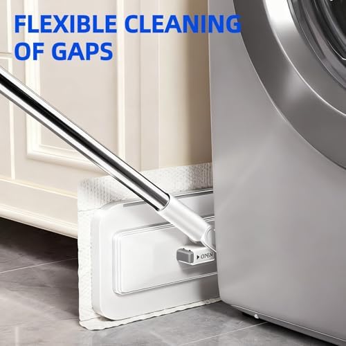 Press Grip Mini Mop with a Mini Foldable Desktop Mop, Zero-Touch Gap Dust Cleaner with 39in Stick & Clip On Locking Head, Dry Wet Disposable Dust Mop for Kitchen Wall Bathroom Toilet Corners - Image 2