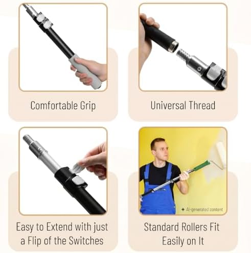 Bates- Telescopic Extension Pole, 3 Ft, Aluminum Alloy, Sturdy Multi-Purpose Extension Pole with Flip-Lock Design for Painting, Dusting and Cleaning - Image 3