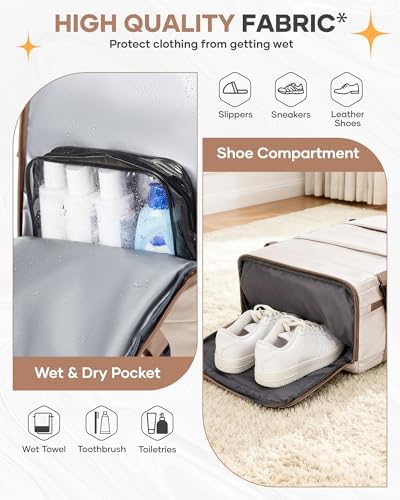 Travel Backpack Carry on Flight Approved Mochila De Viaje Personal Item Backpack for Airlines Frontier Airlines Personal Item Bag Large Backpack for Travel Backpacks for Men Women Beige with Brown - Image 6