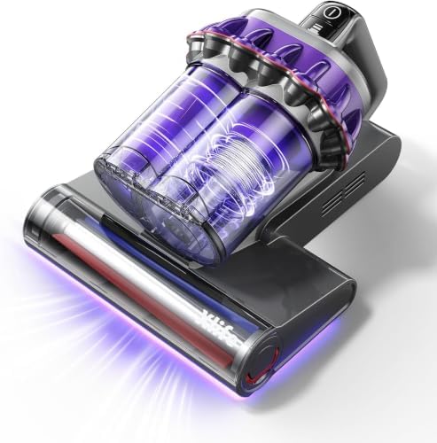 Xlife Mattress Vacuum, Bed Vacuum Cleaner with 2 Roller Brushes for Pet Hair, 253.7nm UV-C Light, 140F° Heating, 550W 16KPA Suction, HEPA Filter Couch Vauum for Bed, Sofa, Pillow, Baby Crib by XlifeHome