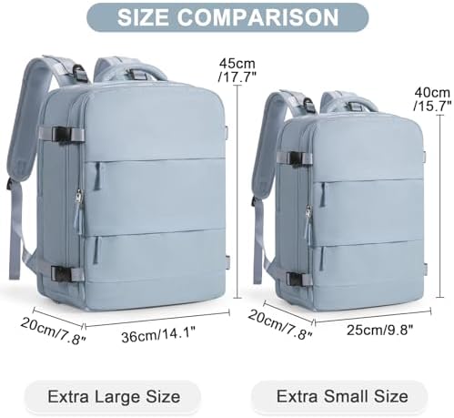 Large Travel Backpack Carry on Flight Approved Mochila De Viaje Carry on Backpack for Airplanes Spirit Airlines Personal Item Bag 18x14x8 Inches Travel Bag Traveling Backpack for Women Men Grey Blue - Image 3