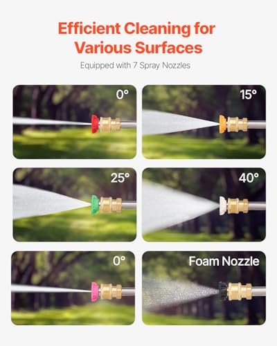 VEVOR Pressure Washer Telescoping Wand, 21 ft, 4000 psi, Telescopic Spray Wand with Power Washer Extension Wands, Gutter Cleaner, Brush Head, Pivoting Coupler, 7 Spray Nozzles and Support Harness - Image 5