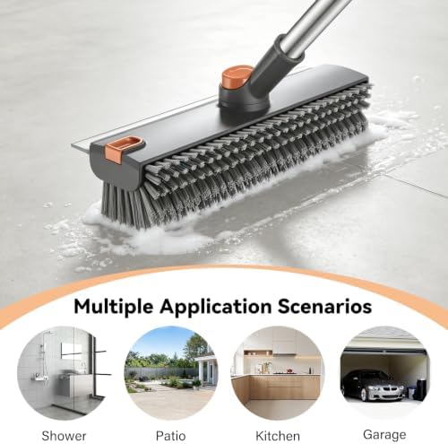 SetSail Floor Scrub Brush with Scraper and Stiff Bristle, Grey&Orange - Image 6