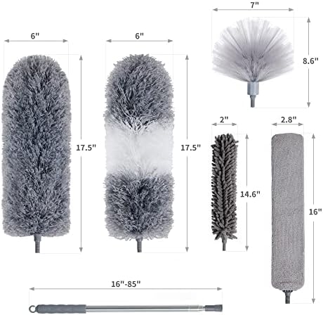 BOOMJOY Microfiber Feather Duster 7PCS, Bendable Dusters with 100 inches Extension Pole for Cleaning High Ceiling, Fan, Blinds, Cobweb, Furniture, Cars - Image 6