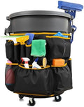13-Pocket Trash Can Caddy Bag for 32-55 Gallon Bins, Orange Trim by Unknown