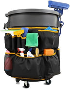 13-Pocket Trash Can Caddy Bag for 32-55 Gallon Bins, Orange Trim by Unknown