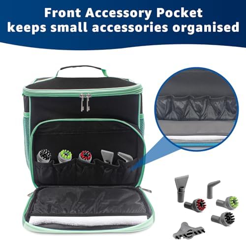 Carry Bag for Bissell SteamShot Steam 39N7V/39N7A Cleaner, Handheld Steam Cleaner attachments, Adjustable Compartments Large Storage Bag for bissell steamshot accessories, Bag Only (Black & Green) - Image 4