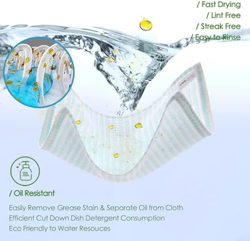 Dish Cloths 8 Pack,Waffle Reusable Cleaning Cloths,14''x10'',Multi-Color - Image 2