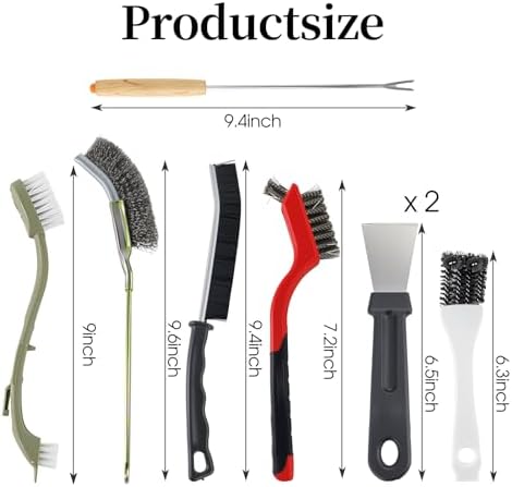 8-Pack Multifunctional Cleaning Brush with Scrapers for Oven, Stove, BBQ, Kitchen Crevices, Oven Racks and Bird Cage Corner Cleaning - Image 3