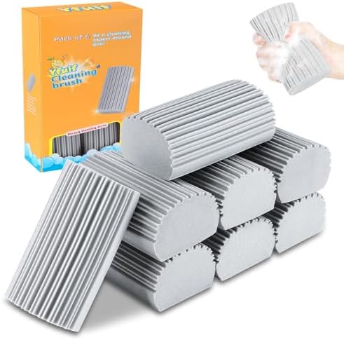 8-Pack Damp Clean Duster Sponge, Magic Sponge Eraser Baseboard Cleaner Tool, Dusters for Cleaning Blinds, Glass, Vents, Railings, Mirrors,Window Track Grooves and Faucets by YFUIF