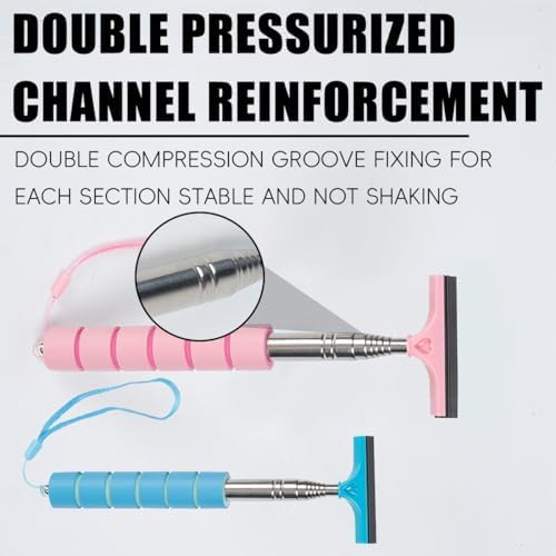 Bittwee 2PCS Car Side Mirror Squeegee, Retractable Auto Rearview Mirror Wiper, All-Purpose Window Squeegee for Cleaning Shower Glass Door, Vehicle Accessories Universal for SUV Truck RV（Blue/Pink） - Image 5