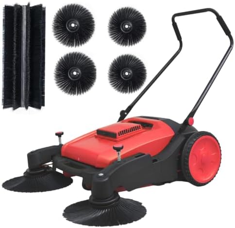 43" Walk Behind Floor Sweeper, 15Gal Large Capacity Industrial Push Sweeper by PURILITZS