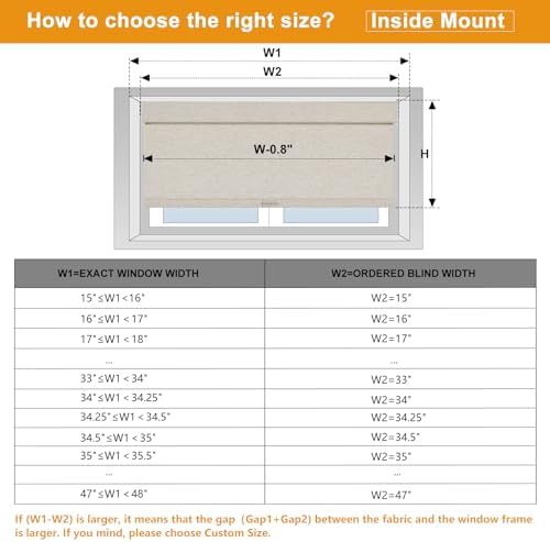Persilux Blackout Roller Shades for Window Blinds,Cordless,Linen Fabric,Thermal Insulated Fabric UV Protection Shades for Home,Office,Bedroom,Door,Blackout-Cream,45" W X 72" H - Image 6