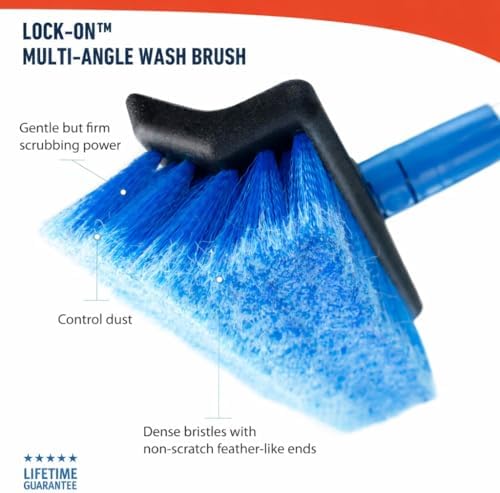 Unger Professional Lock-On Multi-Angle Wash Brush, Grout Brush and EZ Extend Pro Telescopic Pole for Outdoor Cleaning, Adjustable 5 FT Pole Extends Reach - Image 3