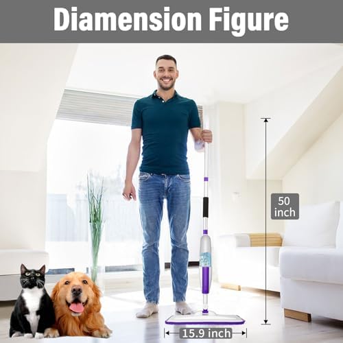 Microfiber Hardwood Floor Spray Mop with 3 Pads & Refillable Bottle - Image 4
