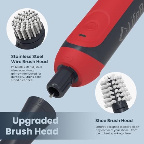 LifeBasis Cordless Rechargeable Power Scrubber Brush, Red - Image 4