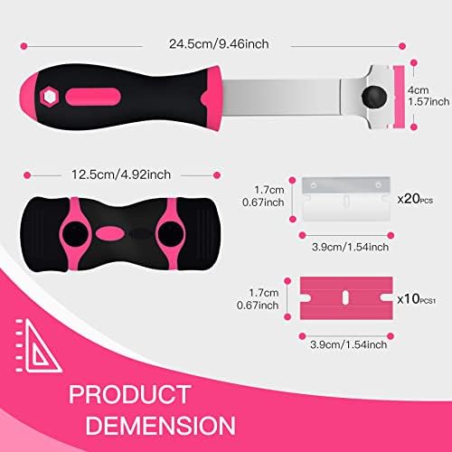 DEKEones Razor Blade Scraper, 2 PCS Razor Scraper Tool for Removing Label, Registration Sticker, Tint, Grease from Windshield, Appliance, Glass（Pink） - Image 2