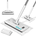 2-in-1 Hands Free Flat Mop,Disposable Dust Mop with 47" Long Handle by MASTERTOP