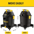 STANLEY 10 Gallon Wet Dry Vacuum, 6 Peak HP Poly Built-in Drain Shop Vac Blower with Powerful Suction, Multifunctional Shop Vacuum W/ 6 Horsepower Motor for Job Site, Garage, Basement, Van, Workshop - Image 3