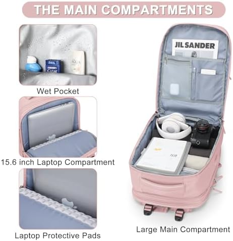 coofay Expandable Travel Backpack For Women Men Airline Approved Personal Item Backpack For Airlines Carry On Backpack Flight Approved Waterproof Backpack For Traveling On Airplane Gym Travel Bag - Image 4
