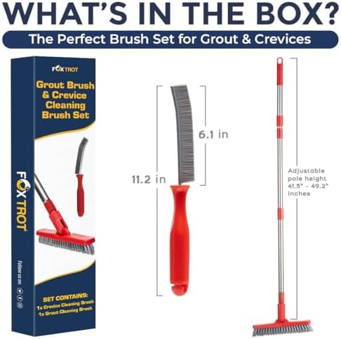 Foxtrot Living Grout Brush with Long Handle and Crevice Cleaning Brush Set - Image 3