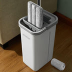 JOYMOOP Flat Mop and Bucket System, Microfiber Mop for Floor Cleaning, White, Suitable for Hardwood, Tile, Laminate and Vinyl Floors, 50" Mop with 1 Microfiber Pad by JOYMOOP