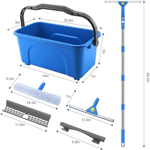SetSail Window Cleaning Kit with Bucket 3 Gallon for Home Outdoor, Blue - Image 2